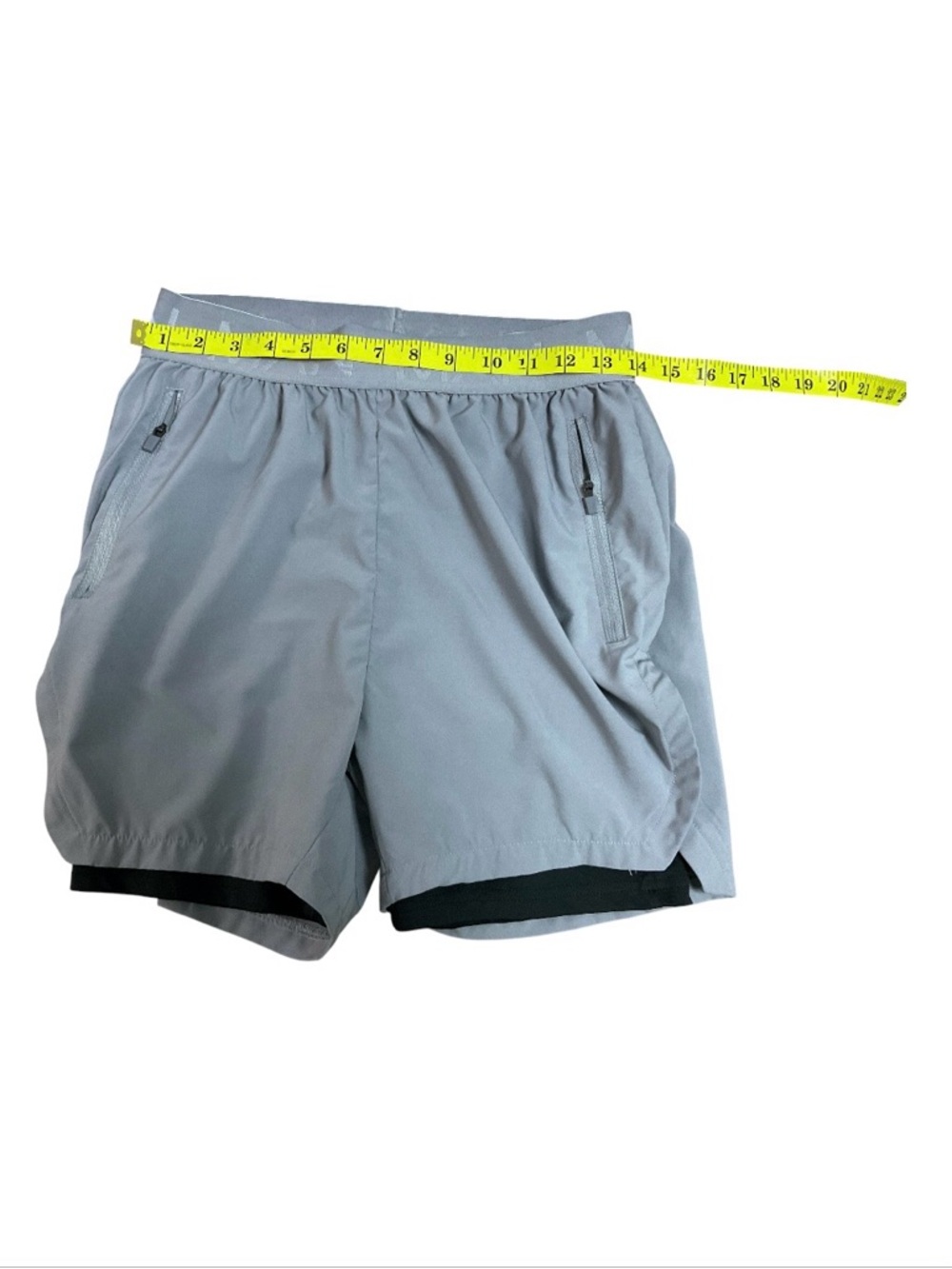 boohooMAN Men’s 2-in-1 Running Shorts with Zip Pockets - Grey